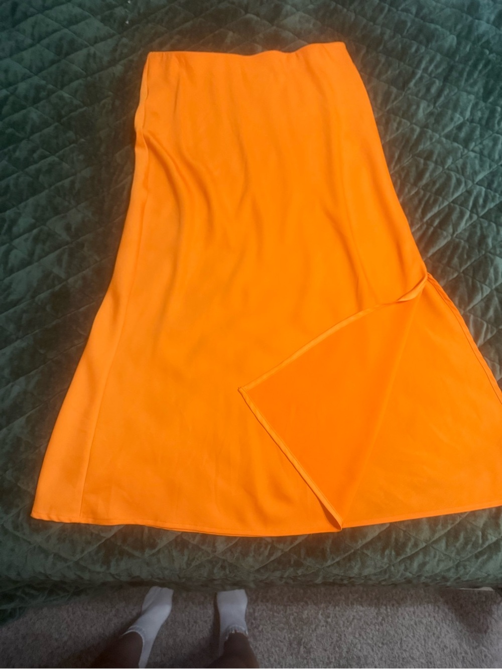 Electric Orange Midi Skirt